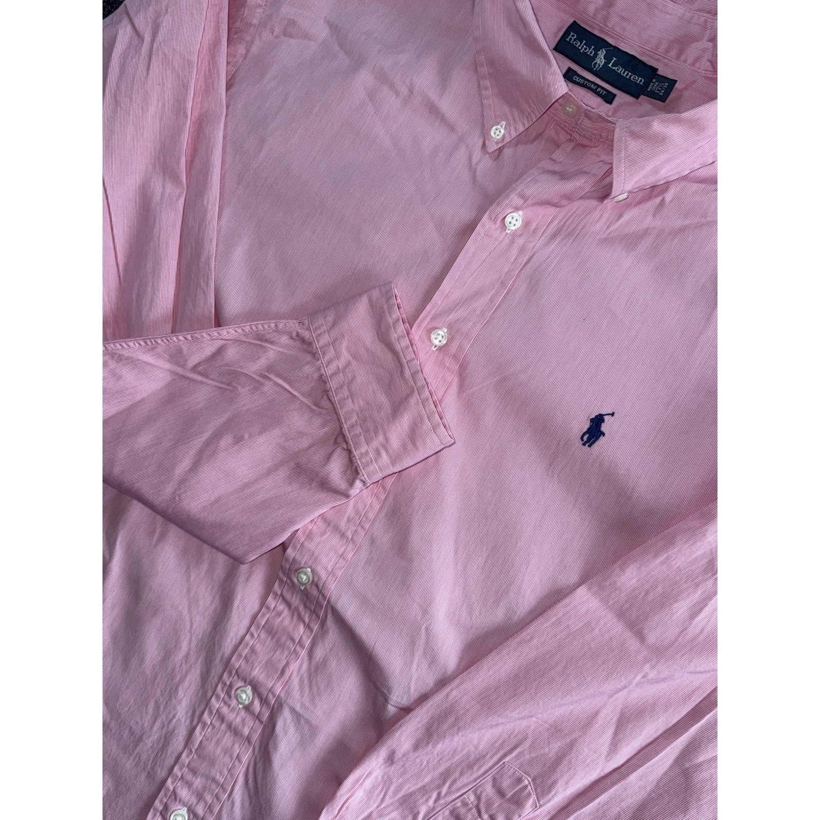 Ralph Lauren Custom Fit Pink Oxford Button Down Shirt Mens 175 3435